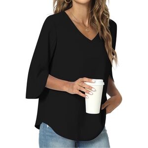 Black V-Neck Women’s Blouse